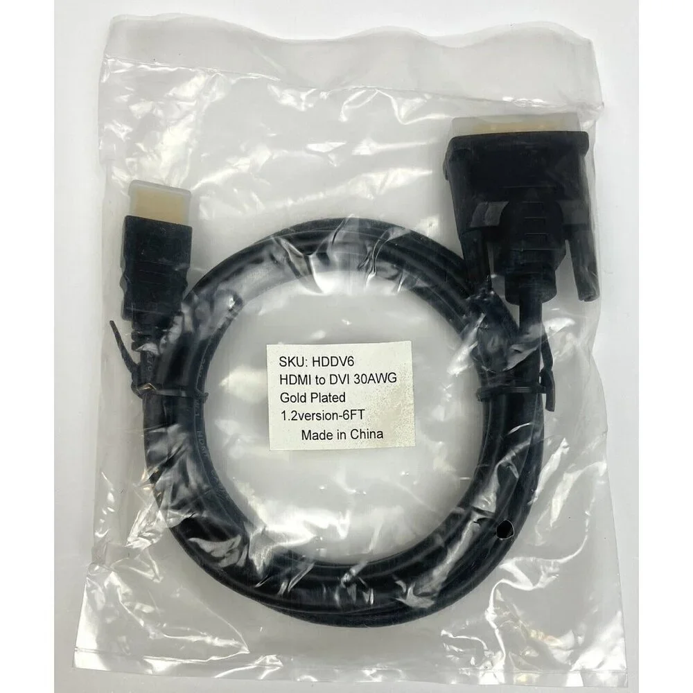 6' Black HDMI to DVI Gold Plated CABLE Cord 30AWG 1.2 Version HDDV6 NIP NEW